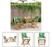 Conjunto de bistro de 3 piezas "The Living Store", con estampado de hojas, fabricado en tela y madera maciza