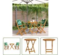 Conjunto de bistro de 3 piezas "The Living Store", con estampado de hojas, fabricado en tela y madera maciza