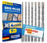 Conjunto de brocas SDS de la marca S&R Professional, modelo Steinbohrer, de 7 piezas, con 4 brocas de 5 mm a 12 mm, sistema SDS
