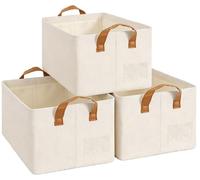 Conjunto de cajas de almacenamiento, 3 cajas de tela plegables con estructura de metal, 47 x 28 x 20 cm, para el dormitorio