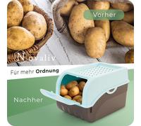Conjunto de cajas Novaliv para verduras, color turquesa: caja para patatas, juego de recipientes para almacenamiento, recipiente para cebollas, caja para ajo, frutero