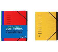 Conjunto de carpetas de archivo de 12 compartimentos, modelo básico, juego de 3 unidades, rojo, azul y verde.Carpeta de archivo, modelo 40059-05, de 12 compartimentos, numerada del 1 al 12, color amar