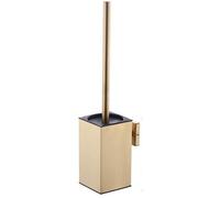 Conjunto de cepillos para inodoro de pared marca Unyqoos®, fabricado en acero inoxidable SUS-304, con montaje en pared, mango largo, acabado dorado, inserto de plástico desmontable y tapa antideslumbr