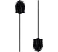 Conjunto de cepillos para inodoro Ibenzoa® de TPR y silicona (2 unidades) con mango de acero inoxidable largo, color : limpieza flexible y sin rayones, resistente al agua y a la corrosión, y con propi