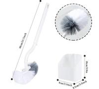Conjunto de cepillos para inodoro Unyqoos®: cepillo de inodoro innovador con un mango curvo de 40 cm, un limpiador de bordes en forma de C, fabricado en ABS/PP, resistente a los arañazos, con un mango
