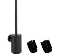 Conjunto de cepillos para inodoro Unyqoos® para montaje en pared: acero inoxidable 304, soporte de ABS, protección contra salpicaduras, 2 cabezales de cepillo intercambiables de 360° y base antidesliz