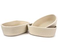 Conjunto de cestas de almacenamiento, de 3 piezas, hechas de cuerda de algodón, color beige, para habitaciones infantiles
