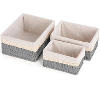 Conjunto de cestas de almacenamiento, de 3 unidades, con dimensiones de 18,5 x 10 x 12 cm, hechas a mano con papel, ideales para organizar