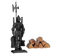 Conjunto de chimenea de 4 piezas con soporte de hierro fundido
