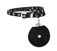 Conjunto de cinturón y bolsa con dispositivo, Black | Orificios para ojales en todo contorno, almacenamiento portátil extraíble, solapa con botón de presión, 1 juego
