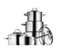 Conjunto de Cocina WMF Provence Plus - Batería de 4 o 5 Piezas en Acero Inoxidable Cromargan® con Base TransTherm®, Ideal para Todo Tipo de Cocinas, Incluye Tapas de Cristal