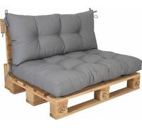 Conjunto de cojines Relaxdays para palets, con cojín para el asiento (126x85 cm) y respaldo (42x126 cm), para uso en exteriores, ideal para muebles de palets, color gris