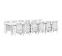 Conjunto De Comedor De Jardín 13 Pcs Blanco Ratan Polt Vidaxl