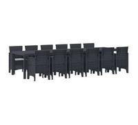 Conjunto De Comedor De Jardín 13 Uds. Antracita Ratan Polt Vidaxl