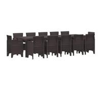 Conjunto De Comedor De Jardín 13 Uds. Marrón Ratán Vidaxl