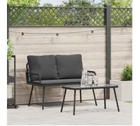 Conjunto De Comedor De Jardín 2 Uds. Negro Ratán Sintético Vidaxl