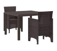 Conjunto De Comedor De Jardín 3 Pcs Marrón Polipropileno Vidaxl