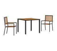 Conjunto De Comedor De Jardín 3 Pcs Negro Y Marrón Vidaxl