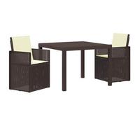 vidaXL Conjunto de comedor de jardín 3 uds. Resistente al clima y UV, PP marrón y crema