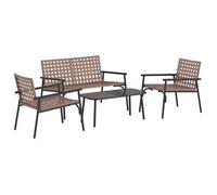 Conjunto De Comedor De Jardín 4 Pcs Marrón Ratán Sintético Vidaxl