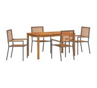 Conjunto De Comedor De Jardín 5 Pcs Gris Vidaxl