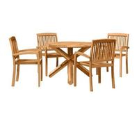 Conjunto De Comedor De Jardín 5 Pcs Natural Vidaxl
