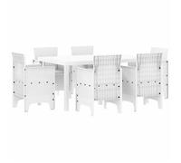 Conjunto De Comedor De Jardín 7 Pcs Blanco Ratan Polt Vidaxl