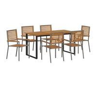 Conjunto De Comedor De Jardín 7 Pcs Gris Vidaxl
