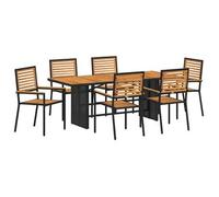 Conjunto De Comedor De Jardín 7 Pcs Negro Y Marrón Vidaxl