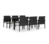 Conjunto De Comedor De Jardín 7 Piezas Ratán Sintético Negro Vidaxl