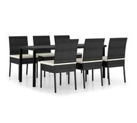 vidaXL Juego de comedor de jardín de 7 piezas, fabricado en polirratán, color