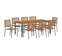 Conjunto De Comedor De Jardín 9 Pcs Gris Y Marrón Vidaxl