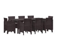 Conjunto De Comedor De Jardín 9 Pcs Marrón Polipropileno Vidaxl