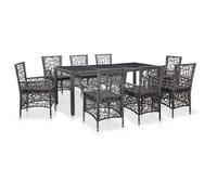 Conjunto De Comedor De Jardín 9 Piezas Ratán Sintético Gris Vidaxl