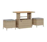Conjunto De Comedor De Jardín Beige Ratán Sintético Vidaxl