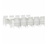 Conjunto De Comedor De Jardín Con Cojín 11 Pcs Blanco Vidaxl