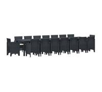 Conjunto De Comedor De Jardín Con Cojines 17 Uds. Antracita Pp Vidaxl