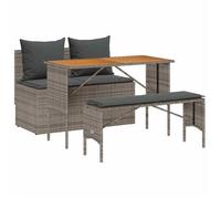 Conjunto De Comedor De Jardín De 3 Piezas Con Cojines, Poliratán Gris Vidaxl