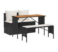 Conjunto De Comedor De Jardín De 3 Piezas Con Cojines, Poliratán Negro Vidaxl