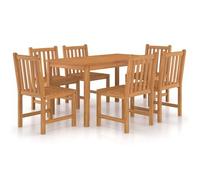 Conjunto De Comedor De Jardín De 7 Piezas, 140 X 80 Cm, Madera Maciza De Teca Vidaxl