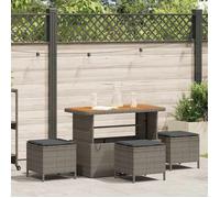 Conjunto De Comedor De Jardín Gris Ratán Sintético