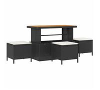 Conjunto De Comedor De Jardín Negro Ratán Sintético Vidaxl