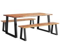 Conjunto de comedor en esquina - Sofá de esquina - Juego de mesa y sillas para comedor - Juego de comedor - Mueble de esquina - Madera de acacia maciza