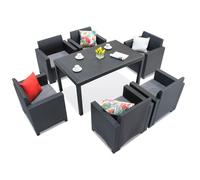 Conjunto de comedor en technorattan Nebraska Premium 6 antracita Bica