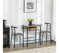 Conjunto de comedor HOMCOM con mesa y 2 sillas, diseño que ahorra espacio, mesa ovalada para comedor, juego de mesas de cocina para comedor, color negro.