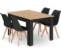 Conjunto de comedor - Leobert - Mark - Madera maciza//Patas de madera natural - 120 x 80 cm - 5 piezas