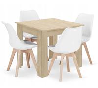Conjunto de comedor - Leobert - Mark - Roble/Roble Sonoma/Blanco - 80 x 80 cm - 5 piezas