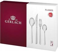 Conjunto de cubiertos Gerlach Flames para 12 personas, apto para lavavajillas. Incluye: cubiertos para mesa de acero inoxidable, elegantes cuchillos, tenedores, cucharas, cucharas de té, tenedores par