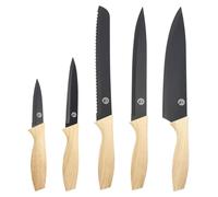 Conjunto de cuchillos de cocina MasterChef, que incluye: cuchillo de chef, cuchillo para verduras, pelador, cuchillo de trinchar y cuchillo para pan. Cuchillos de acero inoxidable, con revestimiento a