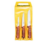 Conjunto de cuchillos F. DICK, 3 piezas, con mango de madera: cuchillo para deshuesar, cuchillo de trinchar, cuchillo de pan